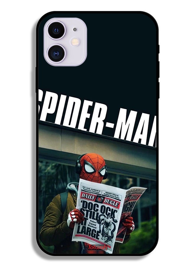 Tolwak Apple iPhone 11 Protective Case Spiderman Reading Newspaper - Image 2