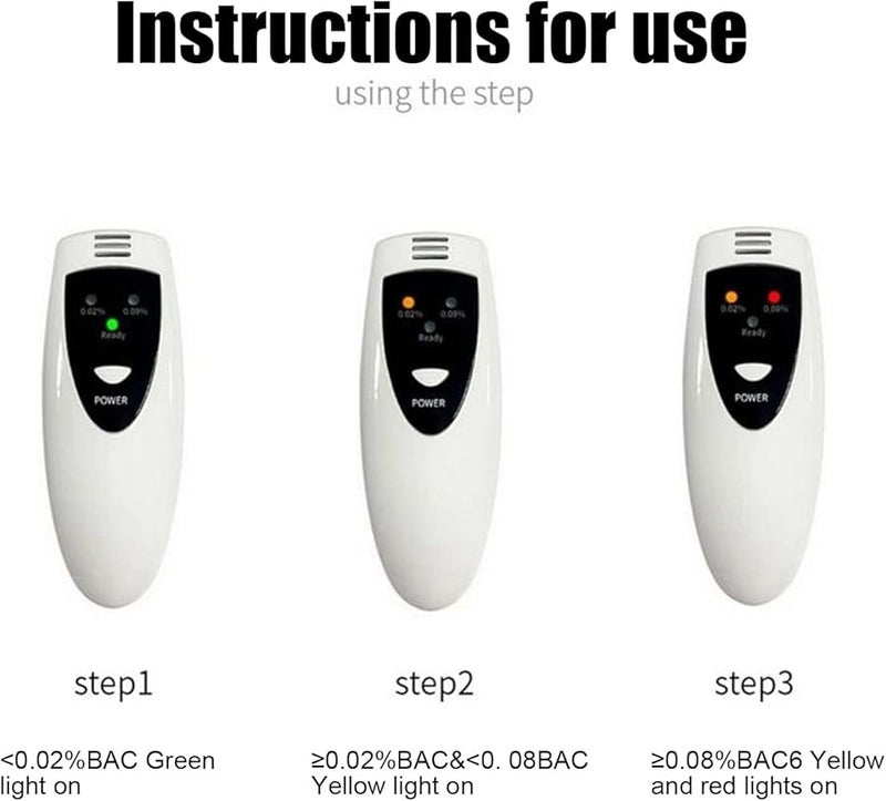 Professional Breathalyzer Alcohol Tester with Light Indicators for Drivers Men Women - Image 5