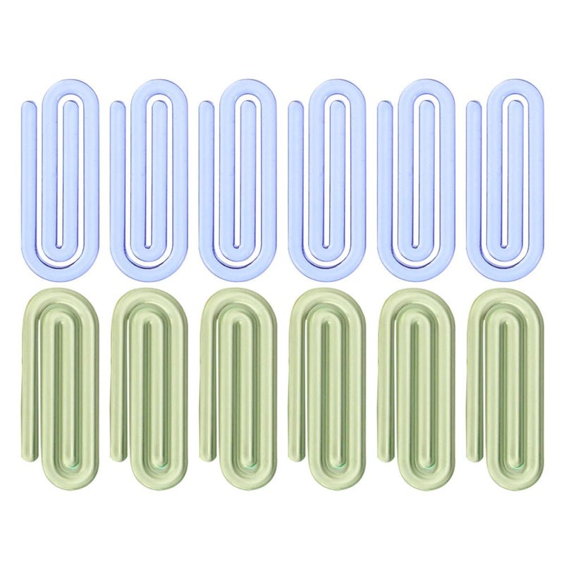 Green And Blue Plastic Paper Clips 50pcs Small Document Clips For Office And School Organization - Image 2