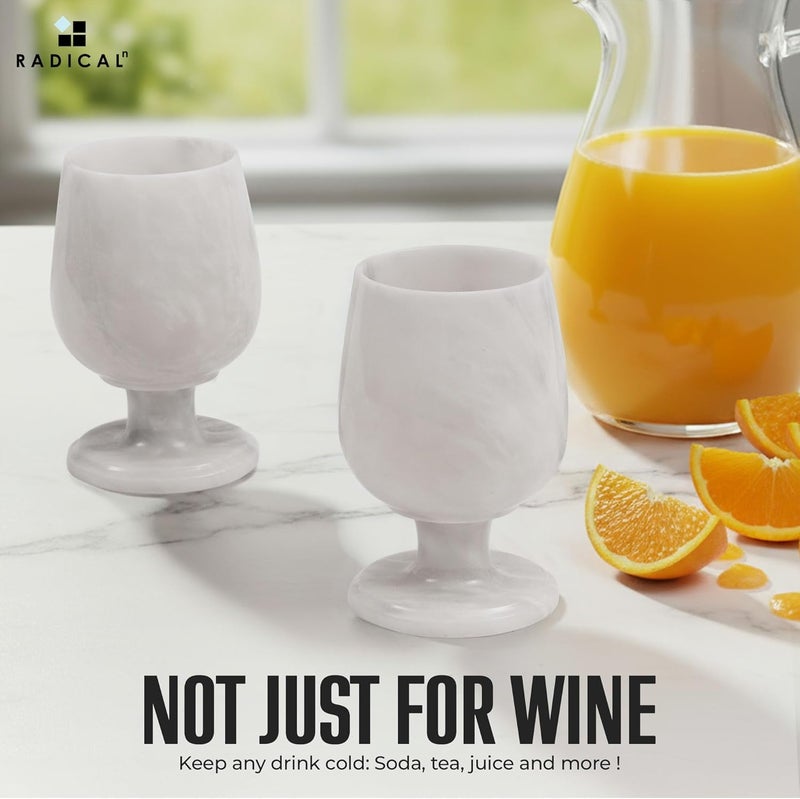 RADICALn Marble Wine Glasses Set of 2 Handmade White 5" Inch Stem Drinking Glassware For Dining Table Decor, Ideal White and Red Wine Glasses For Parties & Weddings - Image 2