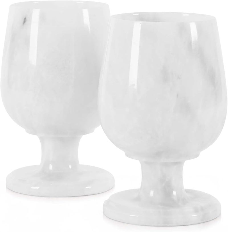 RADICALn Marble Wine Glasses Set of 2 Handmade White 5" Inch Stem Drinking Glassware For Dining Table Decor, Ideal White and Red Wine Glasses For Parties & Weddings - Image 1