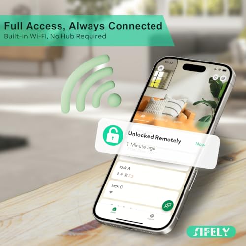 Sifely Built-in WiFi Smart Lock with Handle & Keypad: Sifely Keyless Entry Front Door Electronic/Electric Digital Fingerprint Deadbolt Knob, Remote Access, Auto Lock, App Control (No Gateway/Hub Needed) - Image 3