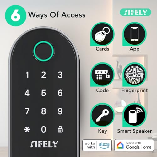Sifely Built-in WiFi Smart Lock with Handle & Keypad: Sifely Keyless Entry Front Door Electronic/Electric Digital Fingerprint Deadbolt Knob, Remote Access, Auto Lock, App Control (No Gateway/Hub Needed) - Image 2