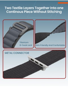 Moxedo Moxedo Alpine Loop Watch Band Adjustable Sports Nylon Woven with Titanium G-Hook Strap Compatible with Apple Watch Band Series 8,7,6,5,4,3,2,1,SE Ultra design for 44mm,45mm,49mm (Dark Grey)  - Image 4