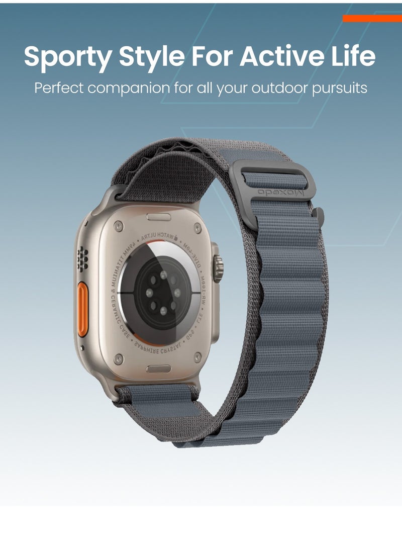 Moxedo - Moxedo Alpine Loop Watch Band Adjustable Sports Nylon Woven with Titanium G-Hook Strap Compatible with Apple Watch Band Series 8,7,6,5,4,3,2,1,SE Ultra design for 44mm,45mm,49mm (Dark Grey) - Image 1