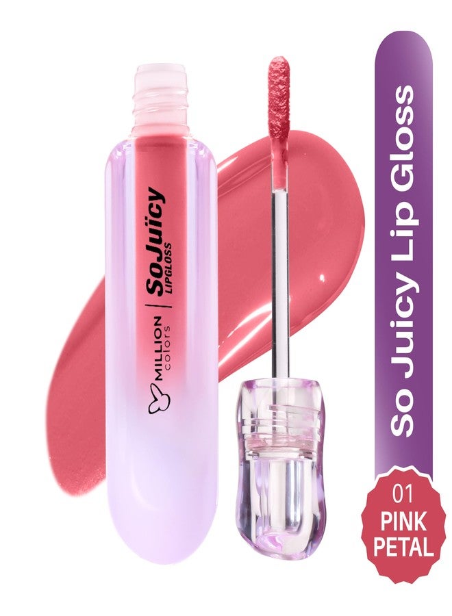 Million Colors So Juicy Lip Gloss Infused With Castor Oil and Vitamin E| Long Lasting and Extra Hydrating| Light Weight and Non-Sticky(Pink Petal, 01) - Image 2