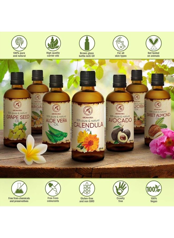 Aromatika زيت القطيفة 3.4 أونصة سائلة (100 مل) - مستخلص زهرة القطيفة - مُعزز - قاعدة زيت اللوز - 100% نقي وطبيعي - زيت زهور الأقحوان - فوائد للبشرة والأظافر والشعر والوجه والجسم - عمر قصير - Image 2