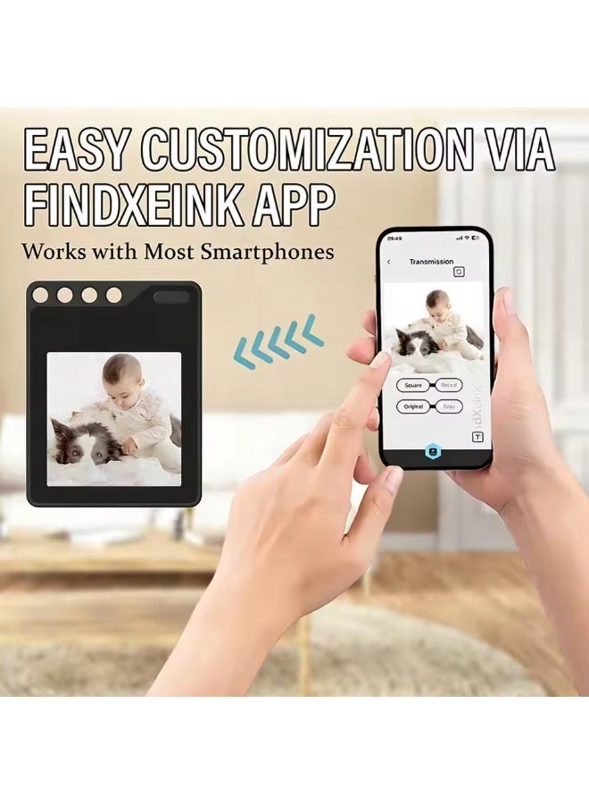 بلو فاير ميدالية مفاتيح ذكية بشاشة E-Ink مع متتبع بلوتوث متوافق مع Apple Find My | شاشة ورقية إلكترونية 1.54 بوصة قابلة للتخصيص لعرض الصور وبيانات الاتصال ورموز QR | جهاز تتبع صغير مضاد للفقدان للحقائب والمفاتيح والأمتعة والحيوانات الأليفة | متتبع ذكي مقاوم للماء ومعتمد MFi مع تخصيص عبر تطبيق FindXeink | بطاقة تعريف رقمية ومحدد مواقع محمول للاستخدام اليومي والسفر - Image 3
