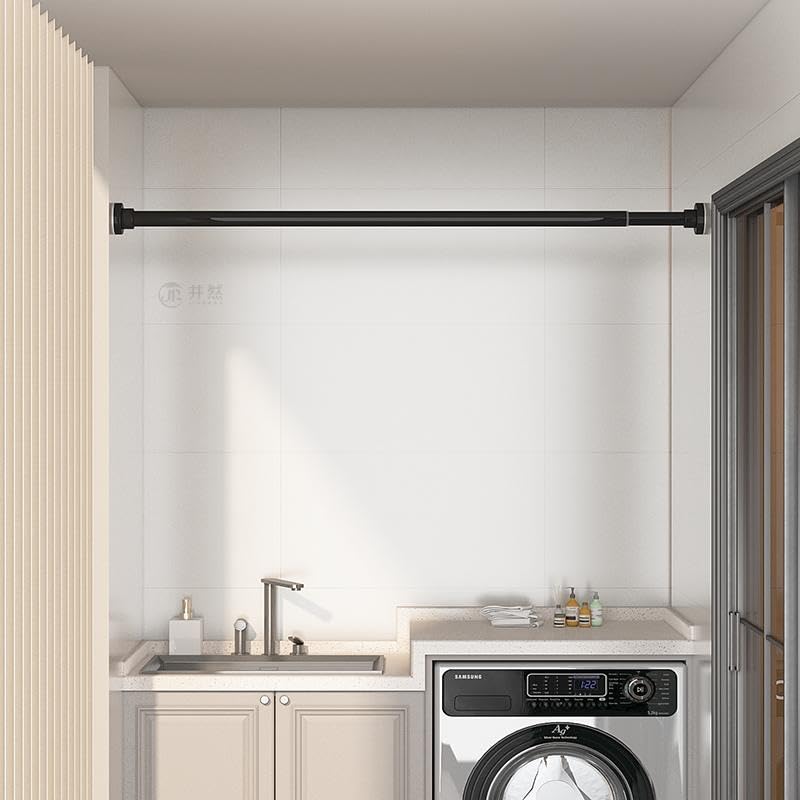 Home-Cloud HomeCloud Tension Shower Curtain Rod - Expandable, No Drilling Required, Rust-Proof & Heavy-Duty for Bathroom or Divider Use (Black Pack of 1, Extendable - 110 to 200 Cm) - Image 3