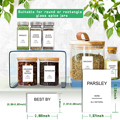 GPOVVIMX 191 Spice Jar Labels Preprinted Minimalist Stickers - White Waterproof Label - Fit Round or Rectangle Spice Jars - Herb Seasoning Kitchen Pantry Labels - Image 4