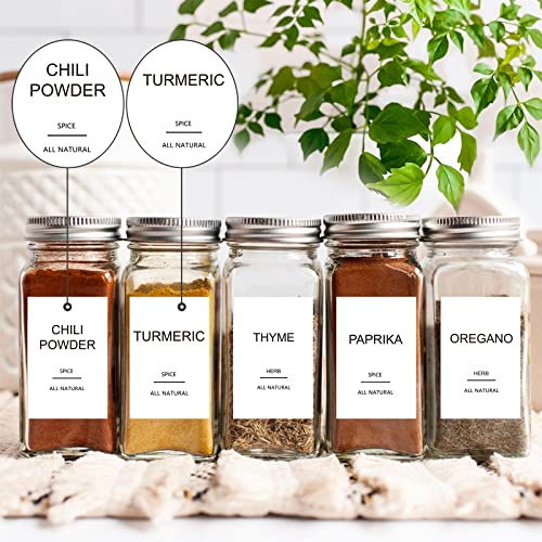 GPOVVIMX 191 Spice Jar Labels Preprinted Minimalist Stickers - White Waterproof Label - Fit Round or Rectangle Spice Jars - Herb Seasoning Kitchen Pantry Labels - Image 2