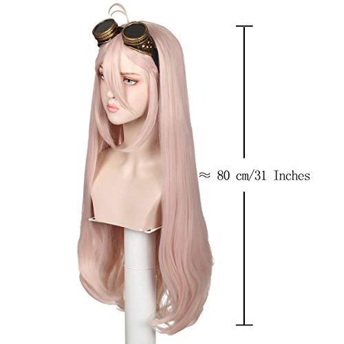 ColorGround Long Light Pink Wig with Glasses for Halloween (Long Pink) - Image 2