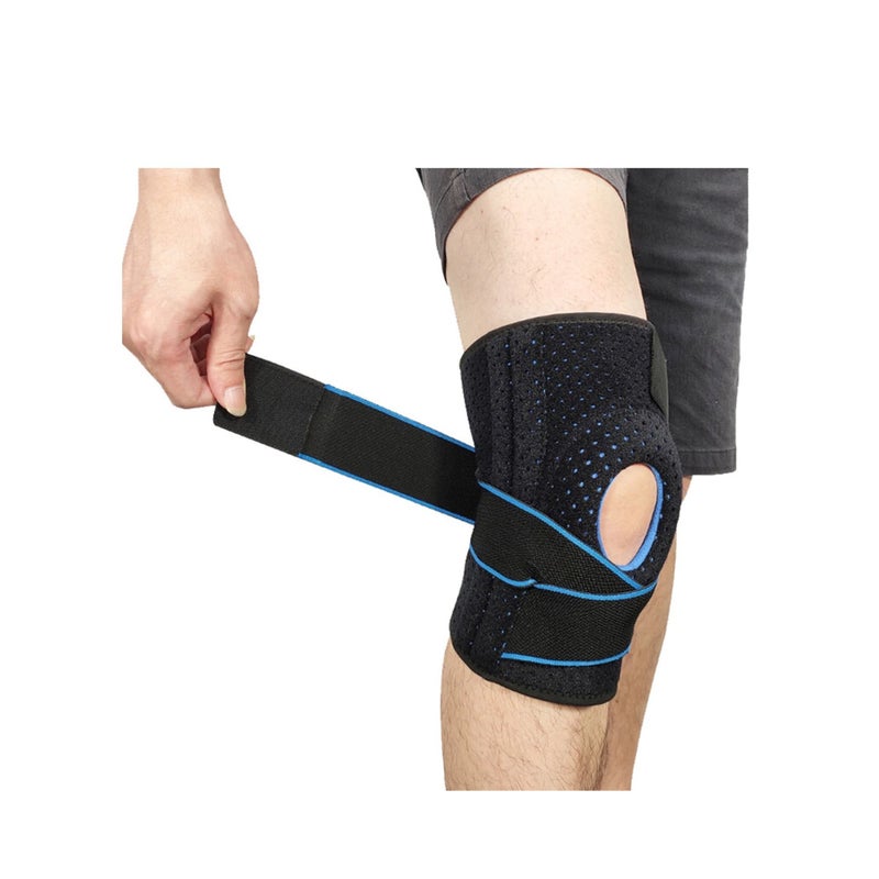 SOLARAE Knee Support Brace Open-Patella Gel Pads Knee Brace Side Stabilizers Adjustable and Breathable Knee Supports, Joint Pain Relief Injury Recovery for Men and Women Blue(1 piece) - Image 1