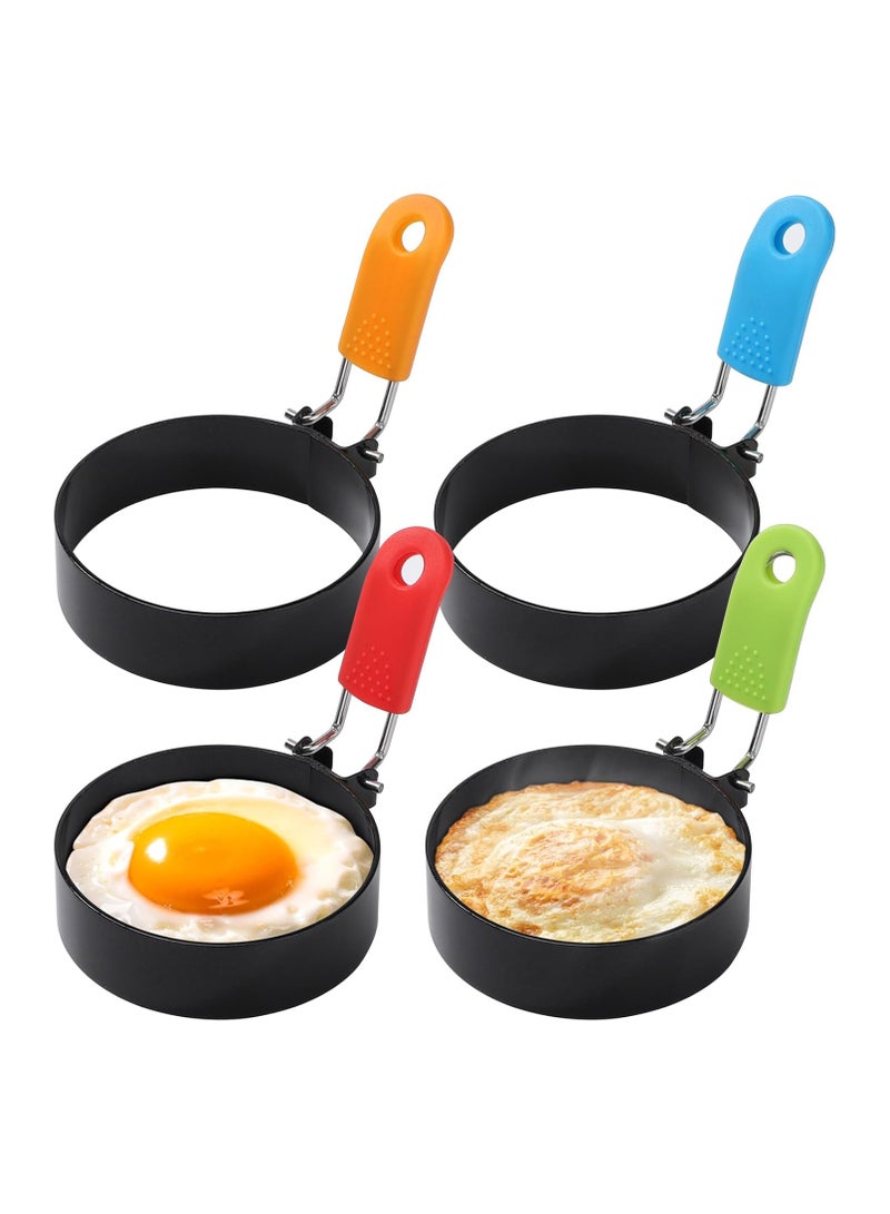 general Non-stick Egg Ring Stainless Steel Egg Poacher with Heat-Resistant Handle Pancake Mold, for Breakfast Sandwiches, Egg Muffins, 4-Piece Set - Image 1