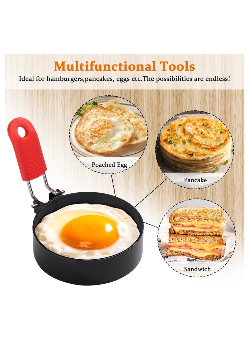 general Non-stick Egg Ring Stainless Steel Egg Poacher with Heat-Resistant Handle Pancake Mold, for Breakfast Sandwiches, Egg Muffins, 4-Piece Set - Image 3