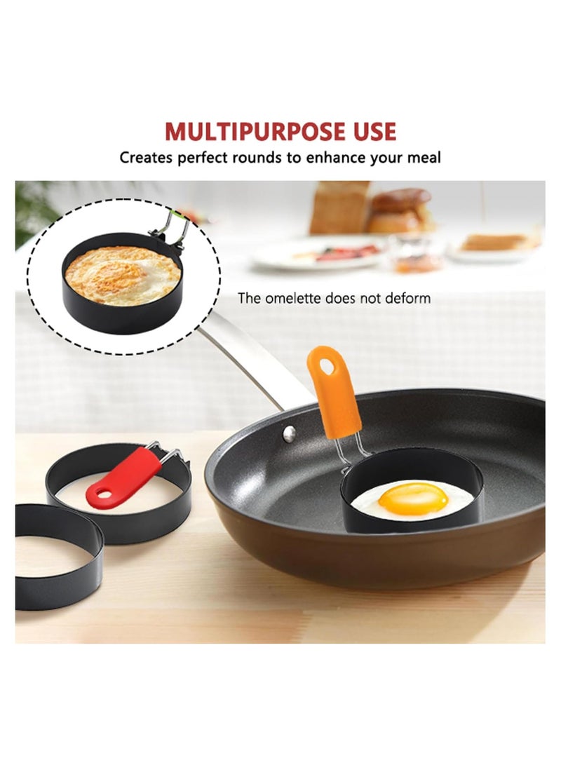 general Non-stick Egg Ring Stainless Steel Egg Poacher with Heat-Resistant Handle Pancake Mold, for Breakfast Sandwiches, Egg Muffins, 4-Piece Set - Image 4