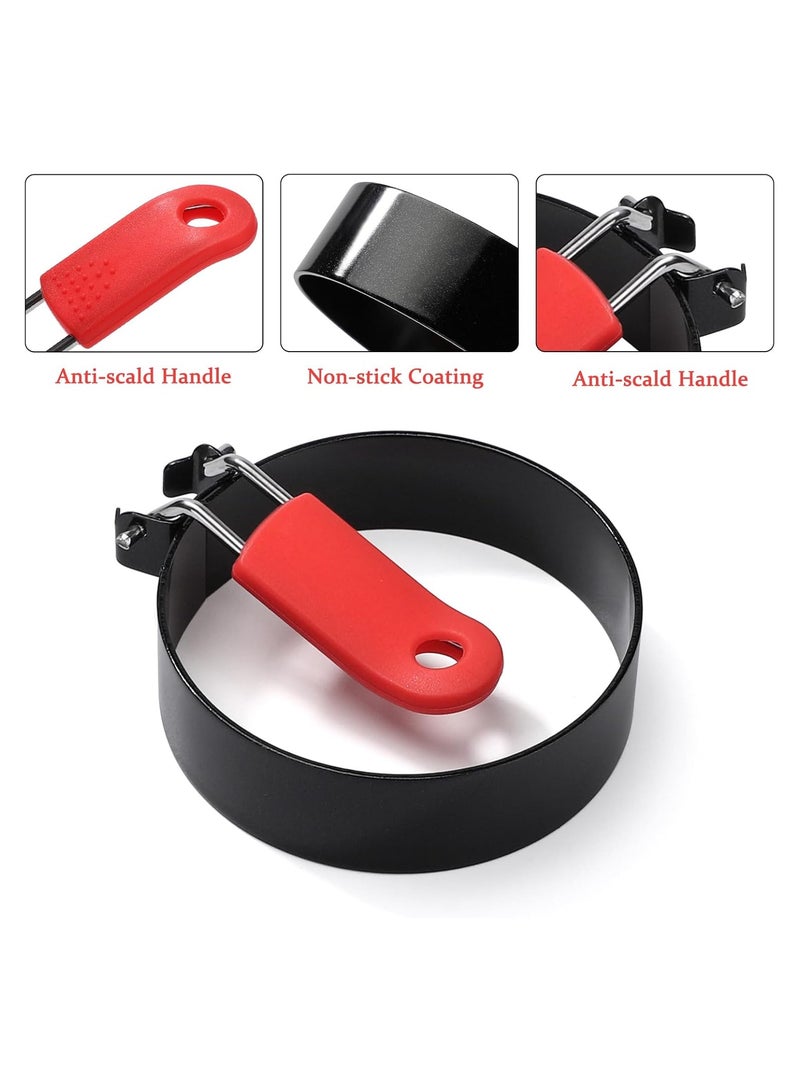 general Non-stick Egg Ring Stainless Steel Egg Poacher with Heat-Resistant Handle Pancake Mold, for Breakfast Sandwiches, Egg Muffins, 4-Piece Set - Image 2
