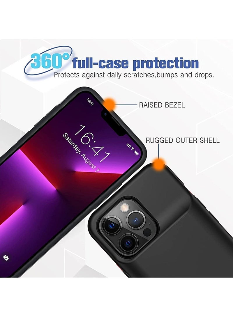 ELTRAZONE Battery Case for iPhone 13/13 pro, 3500mAh Ultra-Slim Portable Charger Case Rechargeable Battery Pack Charging Case Compatible with iPhone13/ 13 pro (6.1 inch)-Black - Image 3