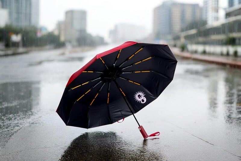 SARVAH Sakha 3-Fold Unisex Windproof Umbrella with 24 Keels | Auto Open & Close | UV Protection | 106 cm Diameter | Sturdy & Compact for Heavy Rain & Wind (Maroon) - Image 2