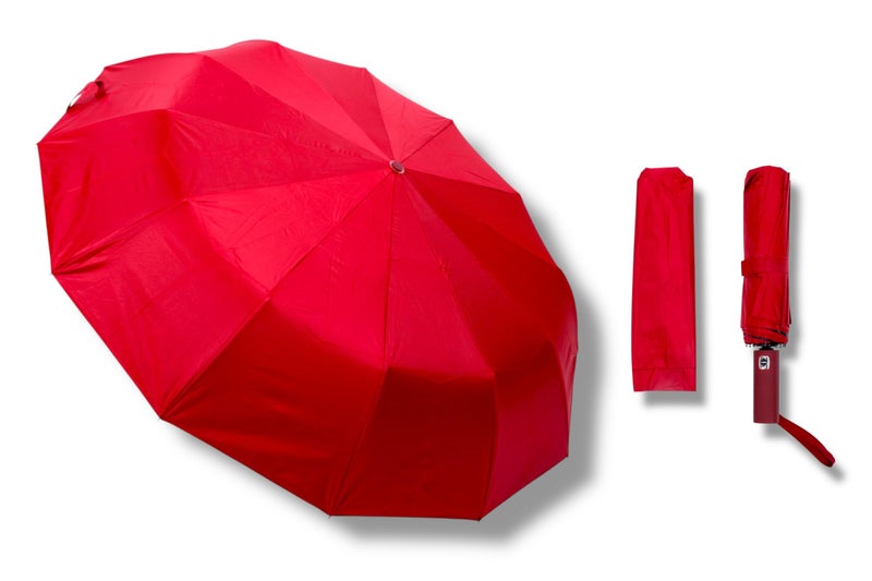 SARVAH Sakha 3-Fold Unisex Windproof Umbrella with 24 Keels | Auto Open & Close | UV Protection | 106 cm Diameter | Sturdy & Compact for Heavy Rain & Wind (Maroon) - Image 1