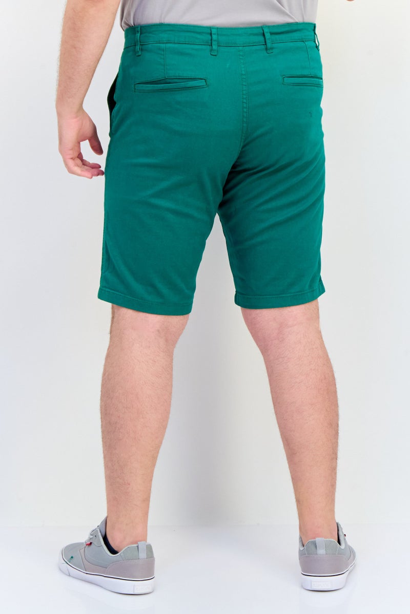 Celio Men Regular Fit Solid Chino Shorts, Green - Image 3