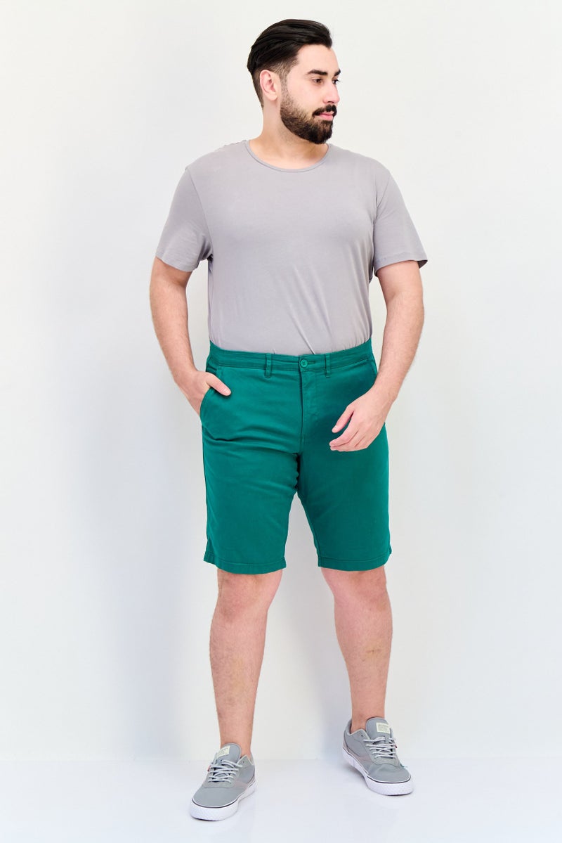 Celio Men Regular Fit Solid Chino Shorts, Green - Image 4