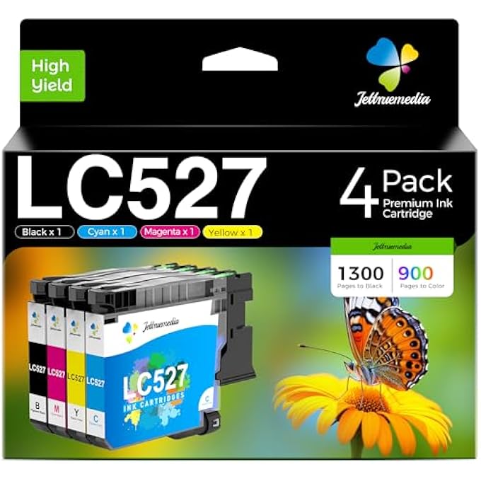LC527 LC527VAL PRINTER CARTRIDGES COMPATIBLE WITH BROTHER LC 527 MULTIPACK CARTRIDGES FOR BROTHER MFC-J4350DW MFC-J4550DW (PACK OF 4, LC527BK LC527C LC527M LC527Y) - Image 2