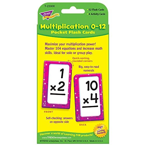 Trend Enterprises: Multiplication 0-12 Pocket Flash Cards, Great for Skill Building and Test Prep, 56 Self-Checking Cards Included, Master 104 Equations and Increase Math Skills, for Ages 6 and Up - Image 4