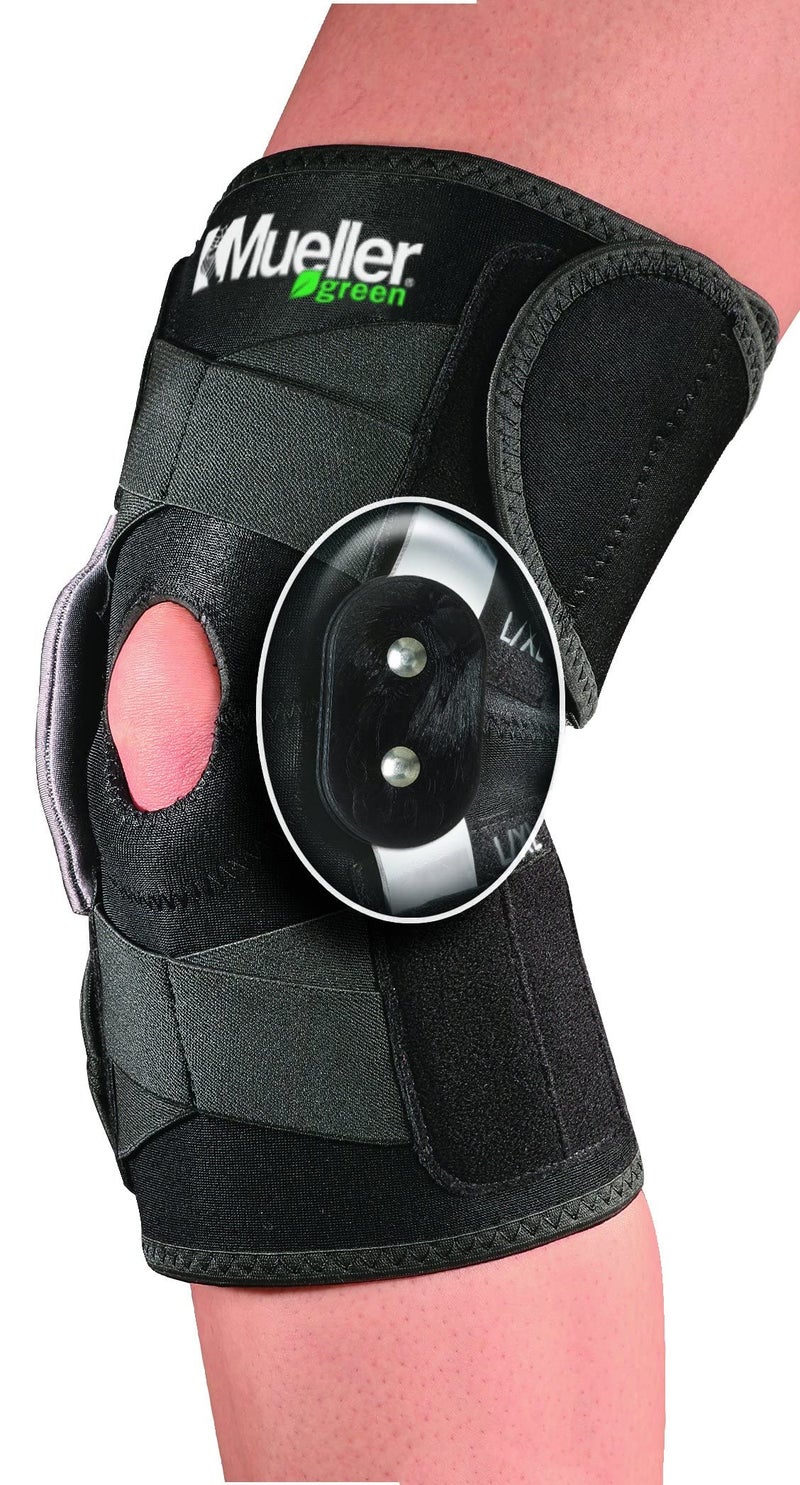 MUELLER Sports Medicine Green Self-Adjusting Hinged Knee Brace, Knee Pain Relief Support for Men and Women, Ideal for Arthritis, Sprains, Black, One Size - Image 2