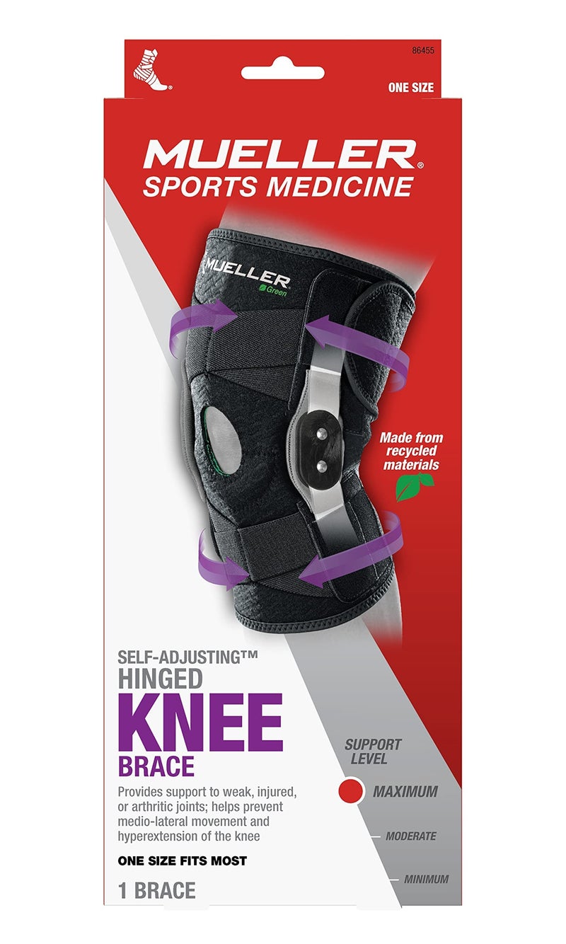 MUELLER Sports Medicine Green Self-Adjusting Hinged Knee Brace, Knee Pain Relief Support for Men and Women, Ideal for Arthritis, Sprains, Black, One Size - Image 4