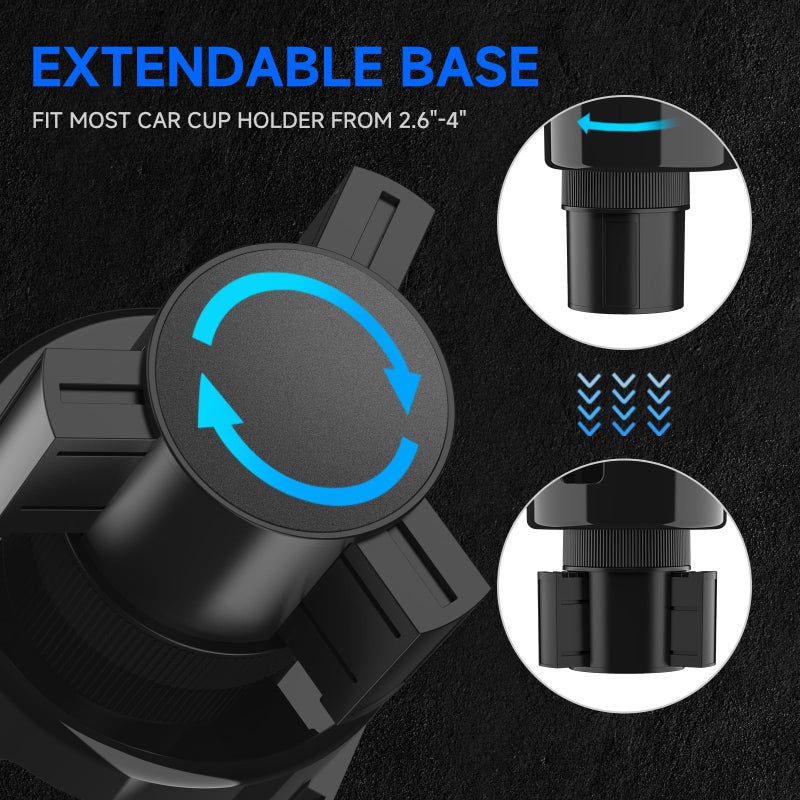 DYLEN Car Cup Holder Expander, 2 in 1 Cup Holder Adapter Extender for Car with Expandable Insert, Fits Yeti, Hydroflask and Other Large Water Bottles & Mugs in 2.2"-4.6" (10-46oz) - Image 4