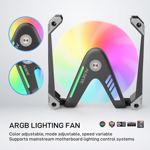 ALSEYE W12 Pro Case Fan, Extraordinary 'W' Designed PC Fans, Full Aluminium Frame 120mm ARGB & PWM Computer Case Fan (Black, Standard) - Image 2