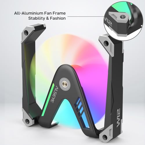 ALSEYE W12 Pro Case Fan, Extraordinary 'W' Designed PC Fans, Full Aluminium Frame 120mm ARGB & PWM Computer Case Fan (Black, Standard) - Image 3