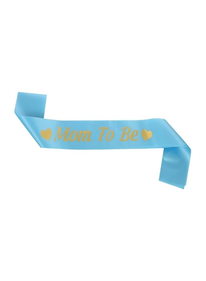 Blue Mom to be Sash Baby Shower Props – Gender Reveal Party Supplies - Baby Shower Decorations Boy – Baby Shower Party Favour Mommy to be Sash Party Supplies - Image 1