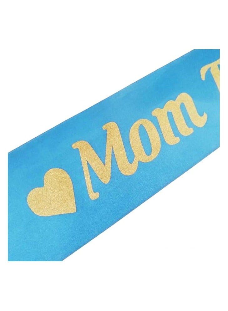 Blue Mom to be Sash Baby Shower Props – Gender Reveal Party Supplies - Baby Shower Decorations Boy – Baby Shower Party Favour Mommy to be Sash Party Supplies - Image 2