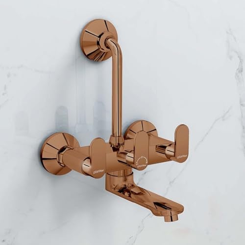 Plantex Pure Brass Wall Mixer for Bathroom 2 In1 with L-Bend Provison for Overhead Shower/Mixer Tap for Bathroom with Water Saving Aerator -7 Year Warranty by Plantex (Orn-218- Rose Gold) - Image 1