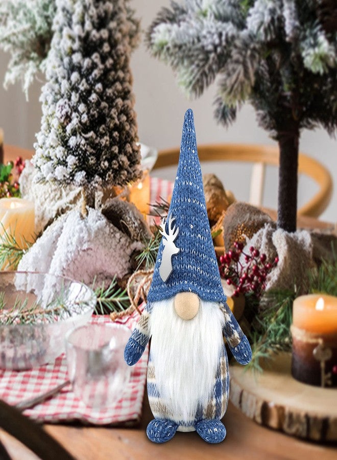 Gehydy Christmas Gnomes Decorations Gift Handmade Gnomes Plush Stuffed Scandinavian Tomte Xmas Decor for Home Kitchen Farmhouse Tiered Tray - Blue - Image 5