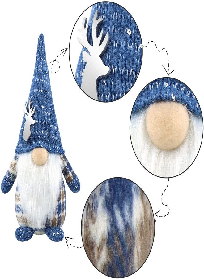 Gehydy Christmas Gnomes Decorations Gift Handmade Gnomes Plush Stuffed Scandinavian Tomte Xmas Decor for Home Kitchen Farmhouse Tiered Tray - Blue - Image 3