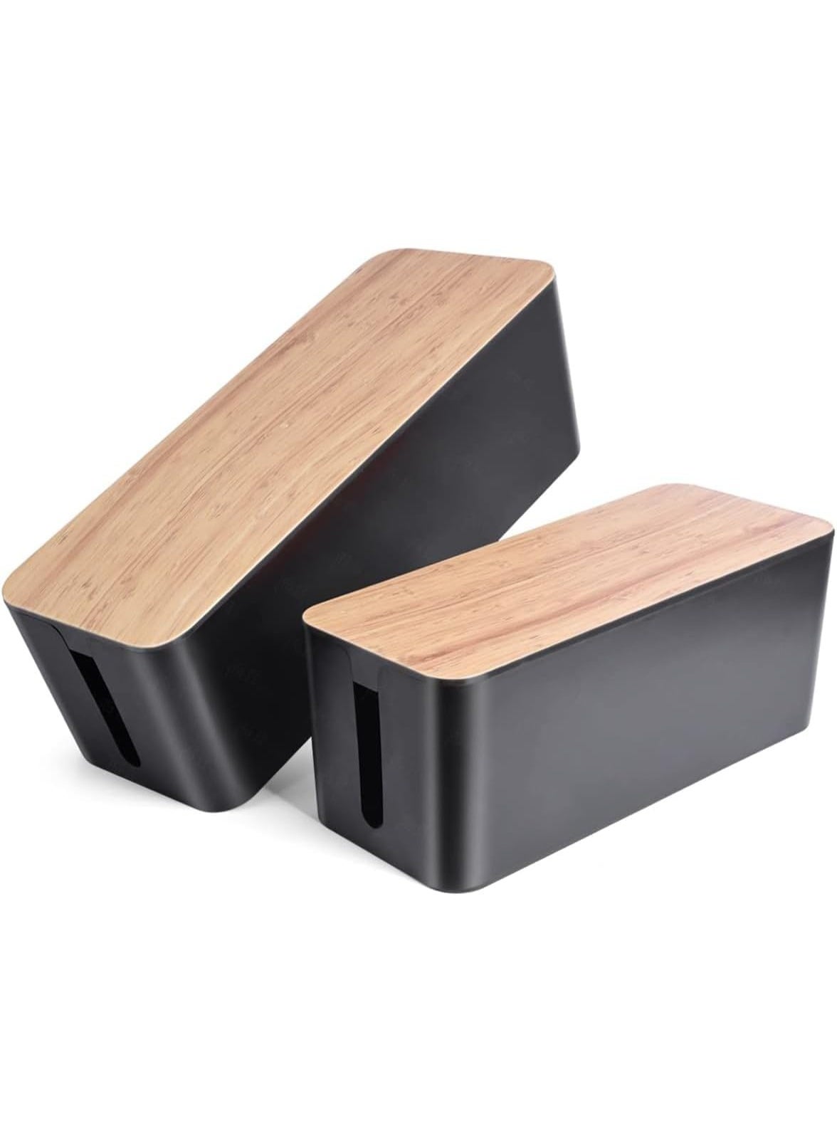 Toriseek Cable Management Box Setes of 2 Cable Organizer Boxes for Extension Cord Power Stripe Surge Protector Wire Management Organizer Cover Hider for Desk Home Office Kitchen