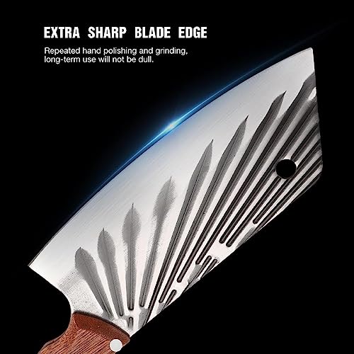 ONICORN® Stainless Steel Cleaver Knife with Wood Full Tang Handle, Suitable for Cutting Vegetables, Fish, etc for Kitchen, Hotel, Restaurants (Knife-K 1 PCS) - Image 4
