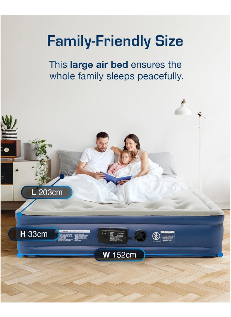 اكتيف ايرا سرير هوائي Active Era Premium King Size مع نظام دعم متقدم ومضخة كهربائية مدمجة - مرتبة قابلة للنفخ مرتفعة مقاس 13 بوصة وسرير للضيوف للتخييم والانتقال والسفر  - Image 4