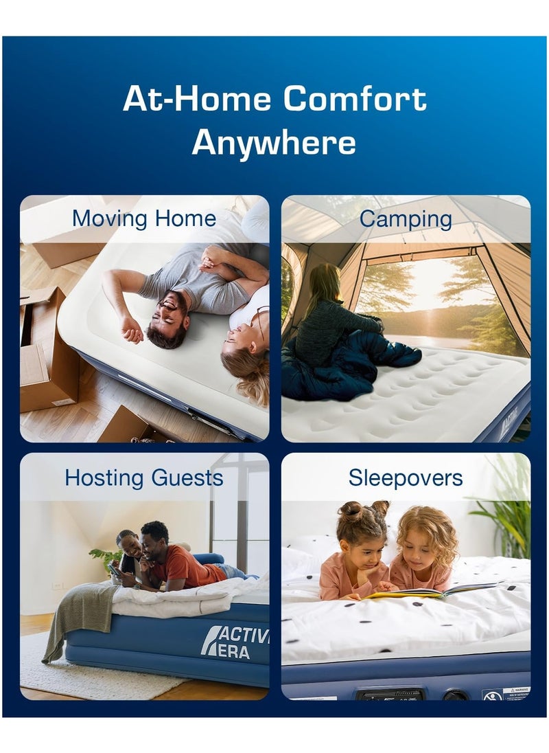ACTIVE ERA - Active Era Premium King Size Air Bed with Advanced Support System and Built-In Electric Pump - Raised 13-Inch Inflatable Mattress & Guest Bed for Camping, Moving, Travel - Image 1