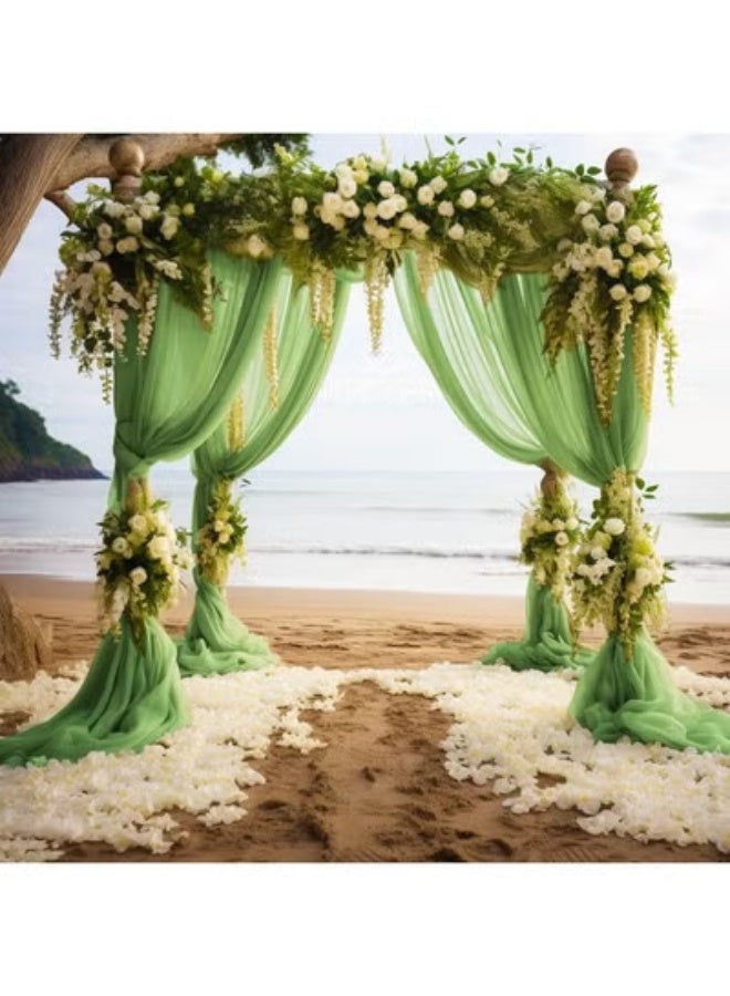 Anmi 75x600 cm Wedding Arch Draping Fabric Sheer Chiffon Drape Curtain Backdrop for Ceremony Party Reception Decorations - Sage Green - Image 5