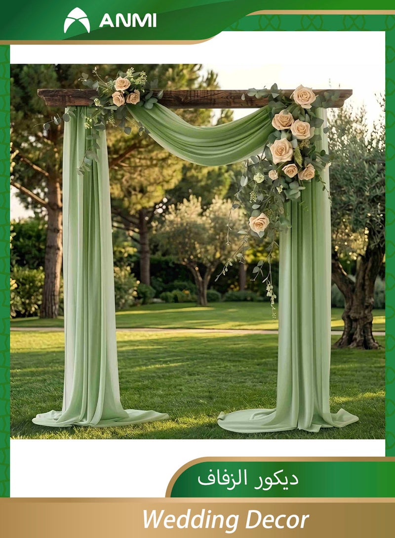 Anmi 75x600 cm Wedding Arch Draping Fabric Sheer Chiffon Drape Curtain Backdrop for Ceremony Party Reception Decorations - Sage Green - Image 1