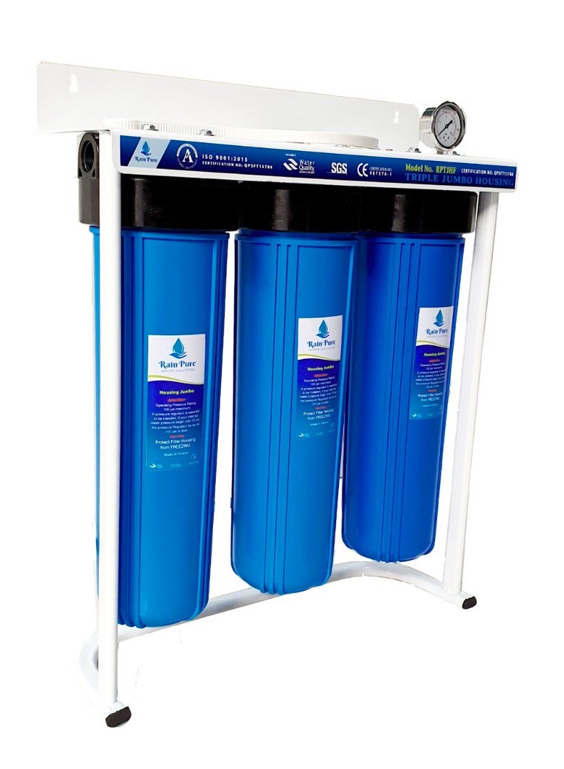 Rain Pure Rain Pure Jumbo Whole House Main Line Water Filtration System Big purple Housing 1 Inch Connection with Wrench 10 Inch x 4.5 Inch 20 Inch  Triple  - Image 4