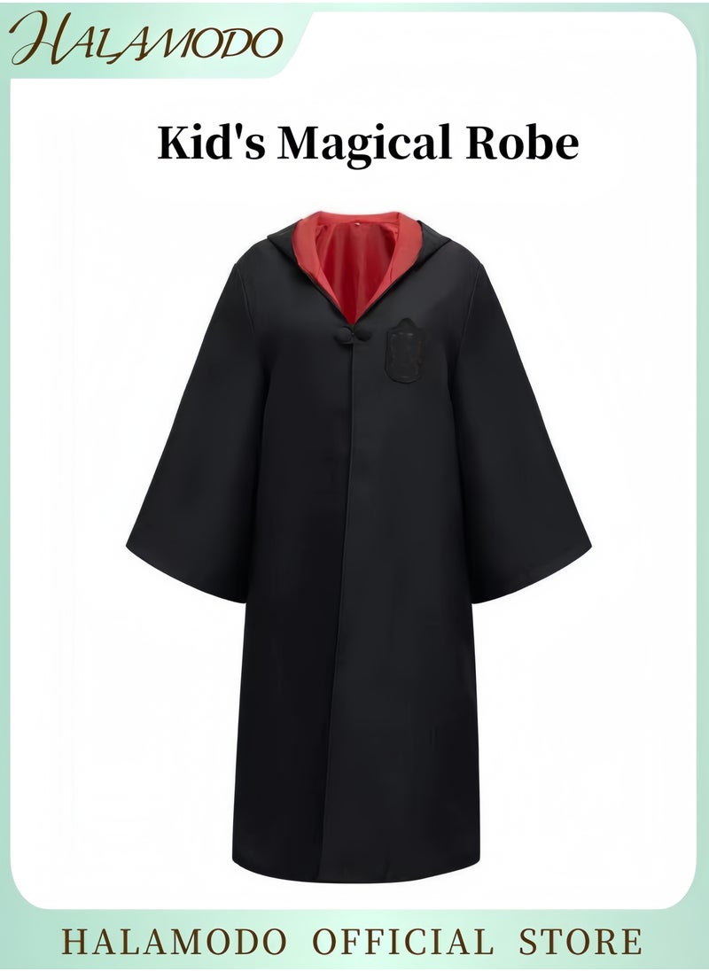 HALAMODO Kid's Magical Robe Harry Potter Robe Magician Hooded Cloak Costume Robe Cosplay Dress Up Accessory Halloween Robe Costume for Kids & Boys & Girls  - Image 1