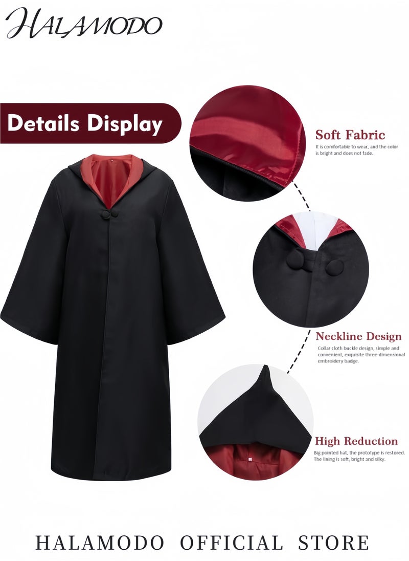 HALAMODO Kid's Magical Robe Harry Potter Robe Magician Hooded Cloak Costume Robe Cosplay Dress Up Accessory Halloween Robe Costume for Kids & Boys & Girls  - Image 3
