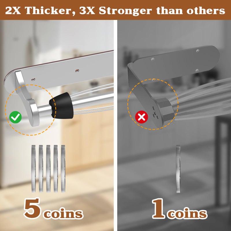 Swaitee Magnetic Paper Towel Holder for Fridge - No Drill, One Hand Tear with Ratchet Mechanism, Silver, Self-Adhesive & Wall Mount for Kitchen, RV, Garage - Image 4