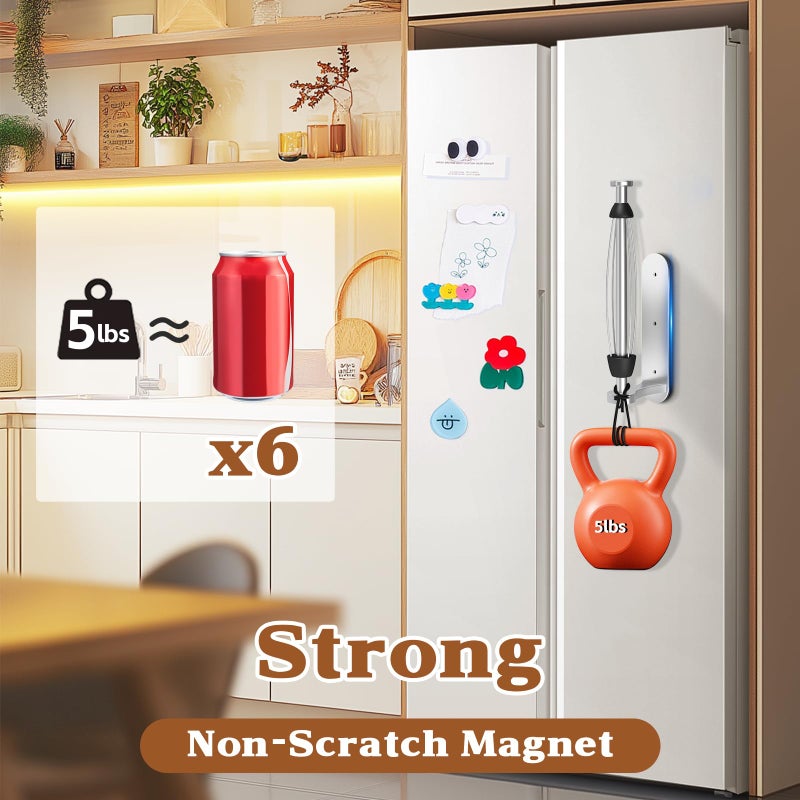 Swaitee Magnetic Paper Towel Holder for Fridge - No Drill, One Hand Tear with Ratchet Mechanism, Silver, Self-Adhesive & Wall Mount for Kitchen, RV, Garage - Image 2