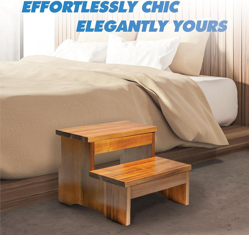 Carpentray Wooden Two Step Stool - Heavy Duty 2 Step Stool for Adult and Kids - Holds up to 450Lb for Kichen/Bathroom/Bedside Step Stool - Image 5